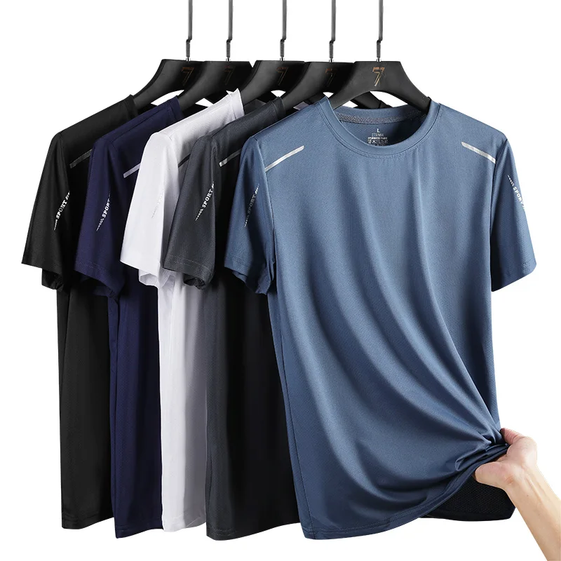 CHRLCK-T-Shirt Masculina de Secagem Rápida, Respirável, Caminhadas, Camisetas de Pesca, Macia, Elasticidade, Camisa Curta Esportiva ao Ar Livre, Verão