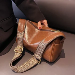 Bolsa Boston de couro PU vintage para mulheres, bolsa pequena, designer de moda, bolsa tiracolo feminina casual de viagem, bolsa de ombro