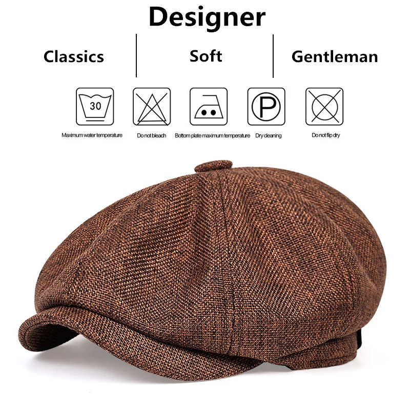 Chapéu de jornaleiro casual masculino primavera outono retro boina chapéus selvagens chapéus casuais unisex boné octogonal selvagem para homens bonés de rua gorras - Imagem 6