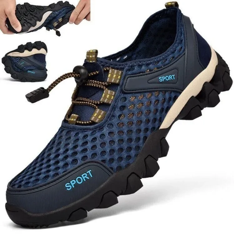 Verão masculino malha sapatos esportivos moda montanhismo respirável leve anti deslizamento sapatos de viagem ao ar livre correndo sapatos casuais