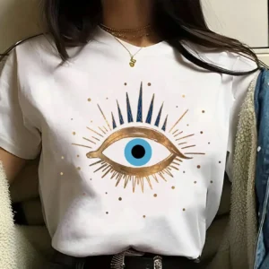 Camiseta de manga curta com estampa feminina, moda gola redonda, roupa de rua