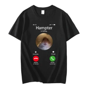 Dank meme hamster staring front camera hampter chamando camiseta moda manga curta camisetas oversized streetwear unisex