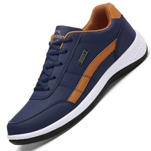 Sapatos masculinos de couro pu tênis tendência casual respirável lazer masculino tênis antiderrapante calçados vulcanizados tenis masculino