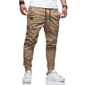 Calça de carga reta solta masculina, moletom de cor sólida, corredores versáteis, tecido, calça casual masculina, roupas esportivas, novo, 2022, 2024