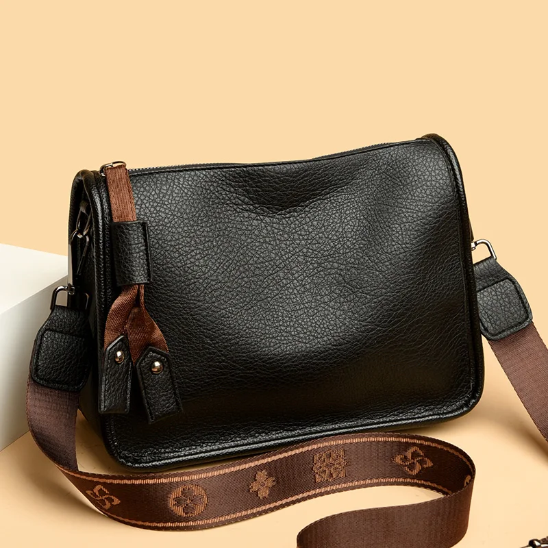Sacola de couro genuíno para mulheres, alta qualidade, luxo, couro macio, ombro, sacos crossbody para senhoras, saco mensageiro feminino, moda, 2024