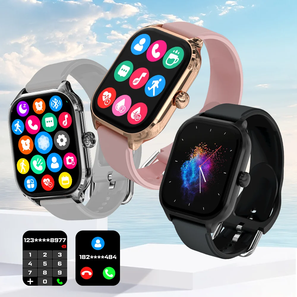 LAXASFIT H9 e H6 Smartwatch Dial para atender as chamadas Rastreamento de calorias Frequência cardíaca Monitoramento de oxigênio no sangue Bluetooth Relógio inteligente