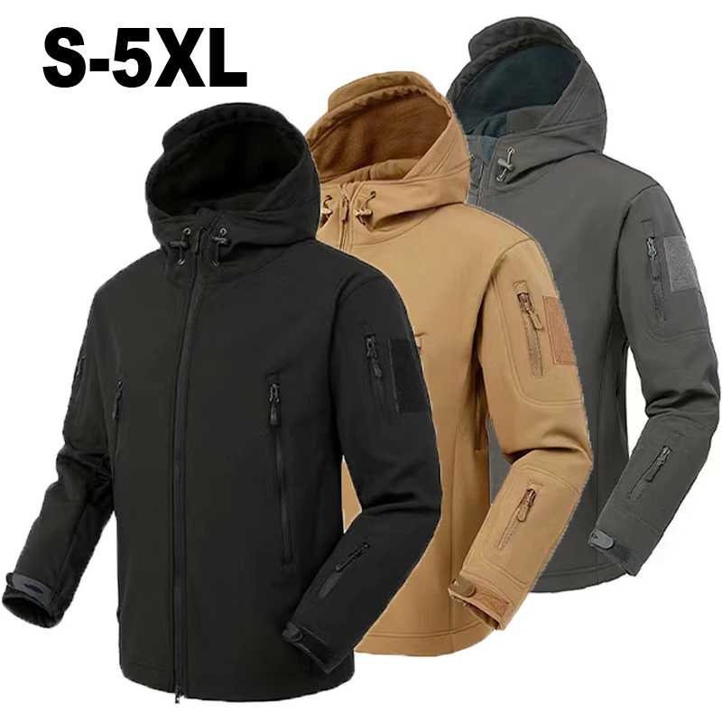 Outono inverno dos homens softshell velo jaquetas à prova dwaterproof água masculino casacos de capuz pesca caminhadas acampamento escalada calças esqui