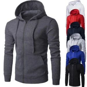 Moletom de manga comprida masculino com fecho de zíper, moletom masculino, Hoodies, roupas slim fit, outono
